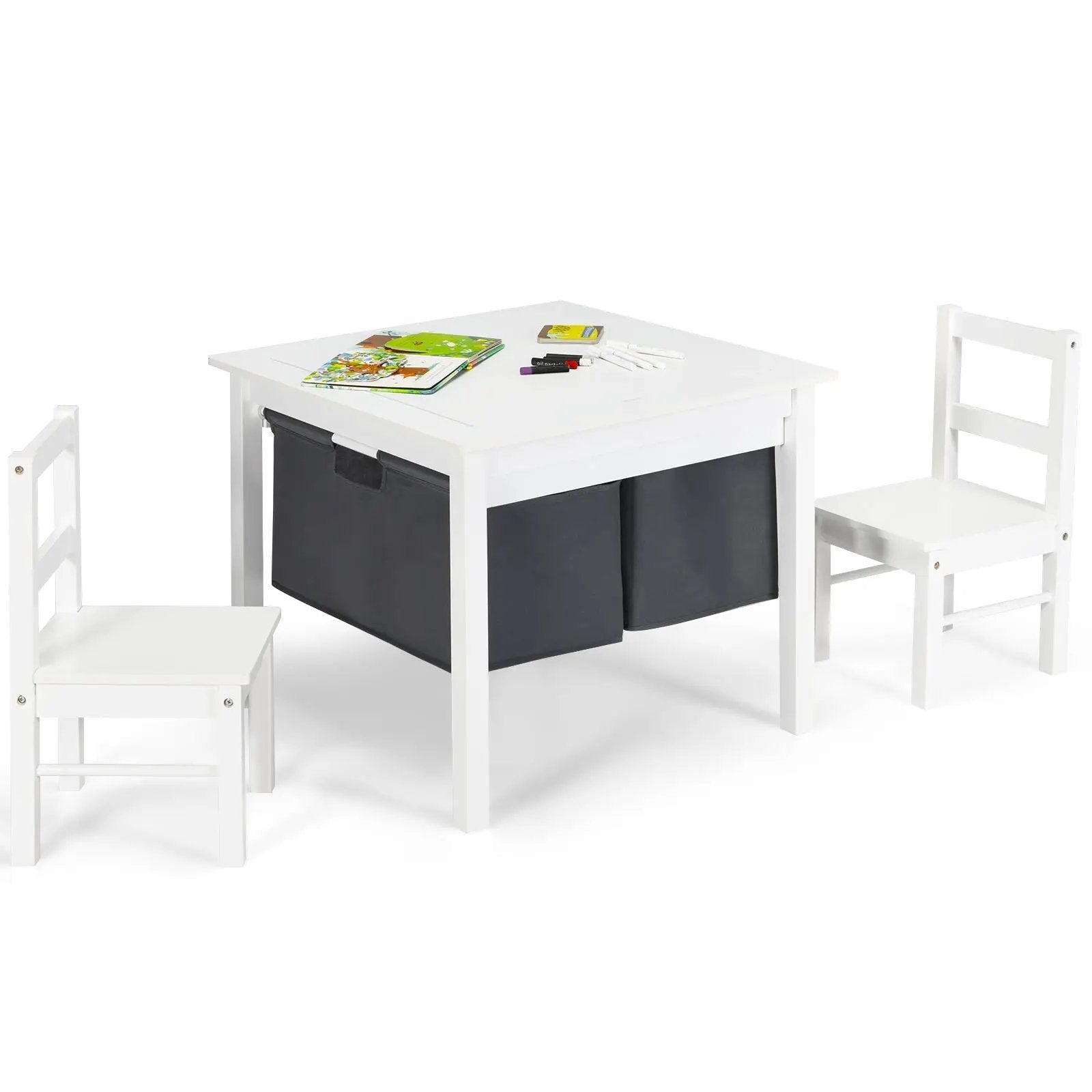 2-in-1 Kids Activity Table and 2 Chairs Set with Storage Building Block Table by DirectDeals