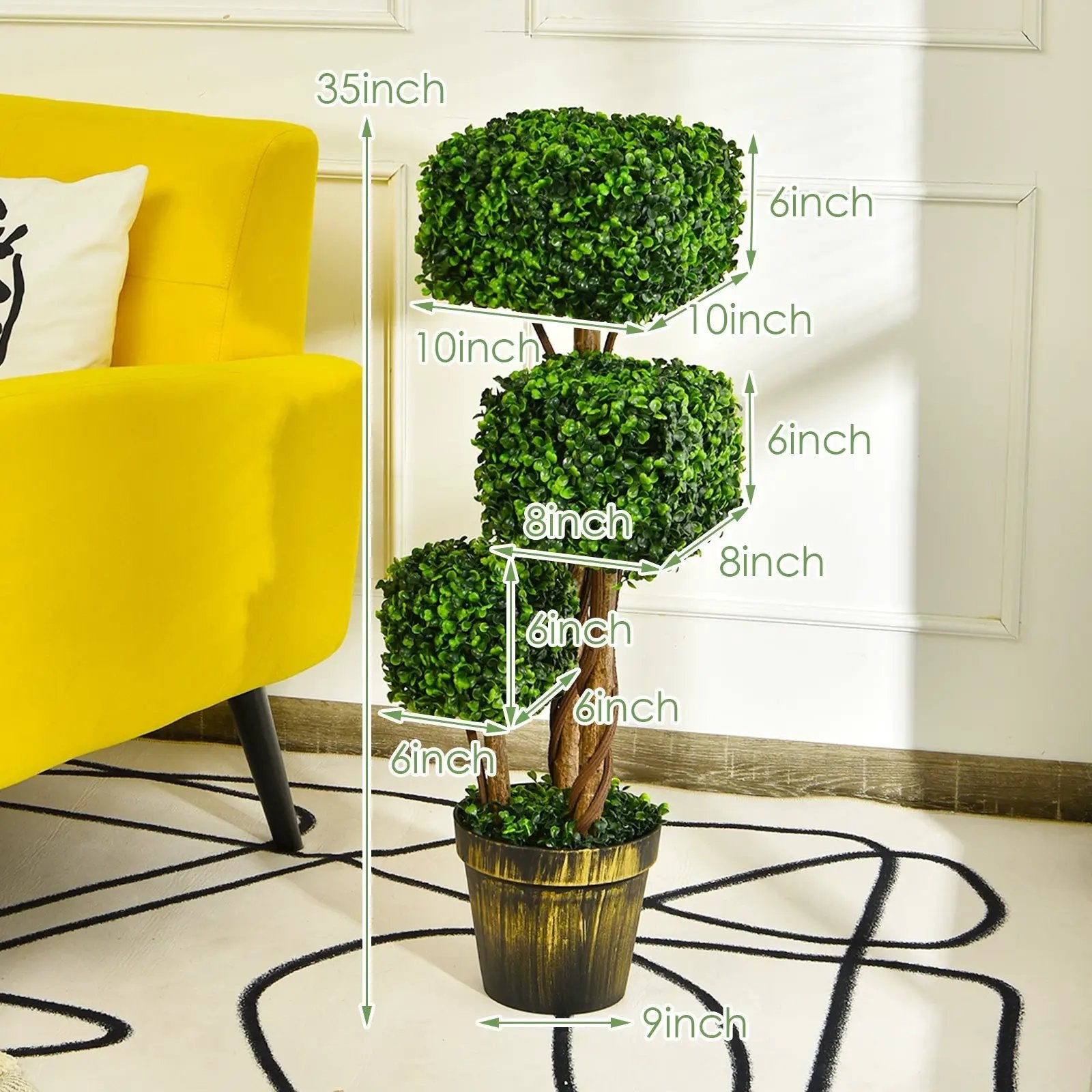 36 Inch Artificial Boxwood Topiary UV Protected Indoor Outdoor Tree by DirectDeals