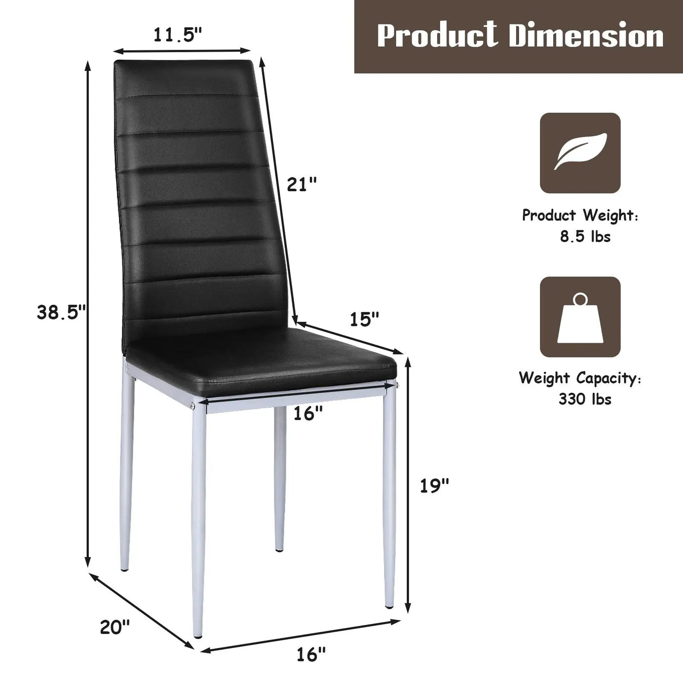 4 pcs PVC Leather Dining Side Chairs Elegant Design by DirectDeals