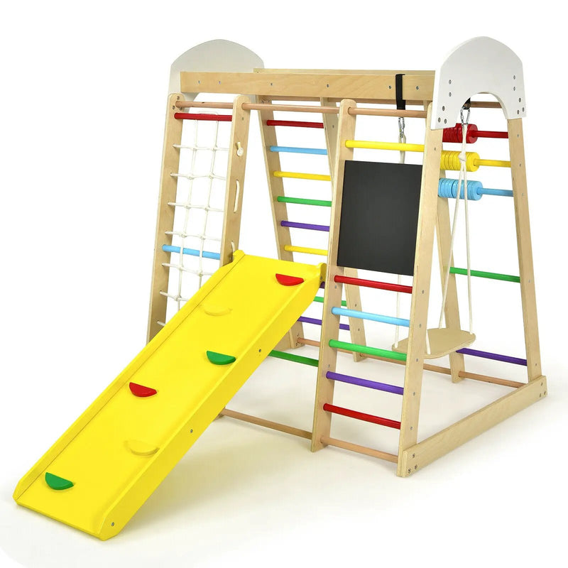 Indoor Playground Climbing Gym Wooden 8-in-1 Climber Playset for Children by DirectDeals