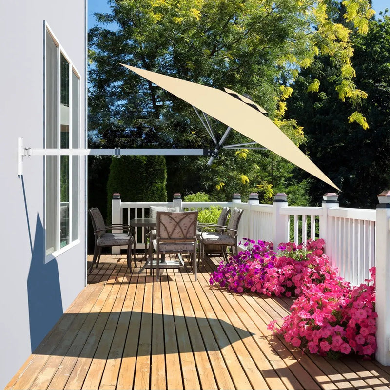 8ft Wall-Mounted Telescopic Folding Tilt Sun Shade Umbrella by DirectDeals