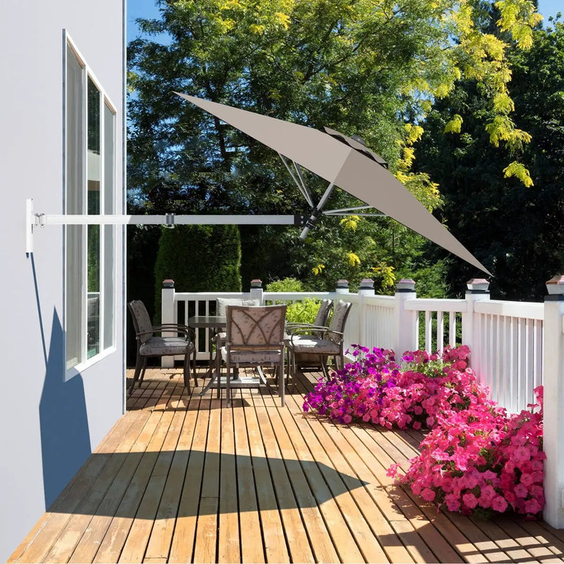 8ft Wall-Mounted Telescopic Folding Tilt Sun Shade Umbrella by DirectDeals