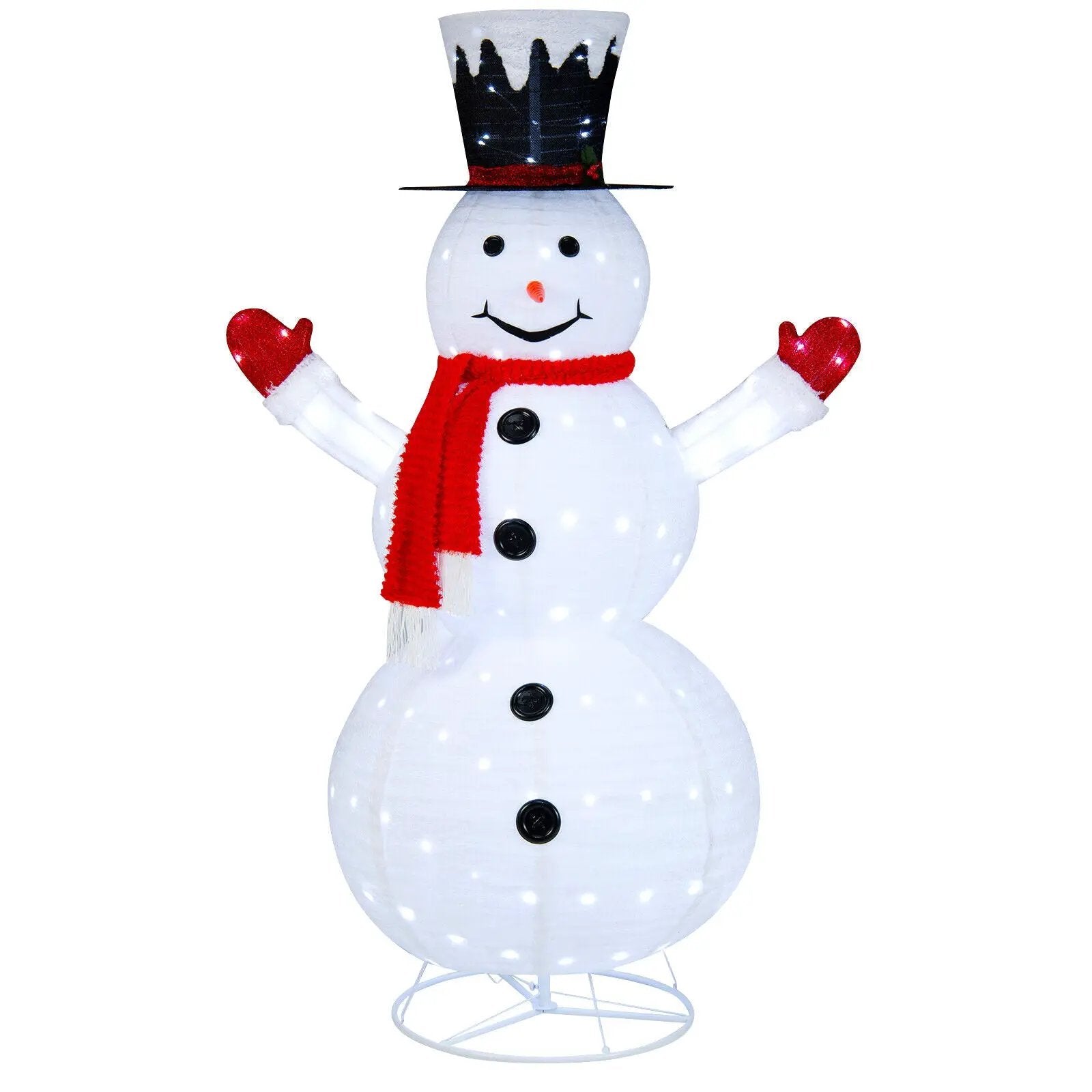 6 Feet Lighted Snowman with Top Hat and Red Scarf-White by DirectDeals