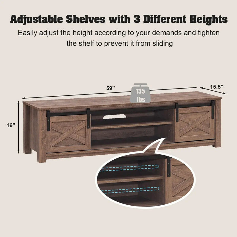 65 Inch Flat Sliding Barn Door TV Stand by DirectDeals