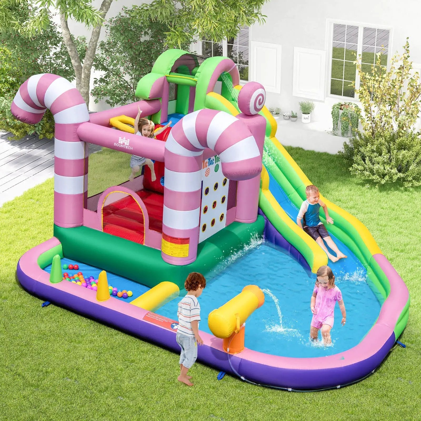 9-in-1 Inflatable Sweet Candy Water Slide Park with 680W Blower by DirectDeals