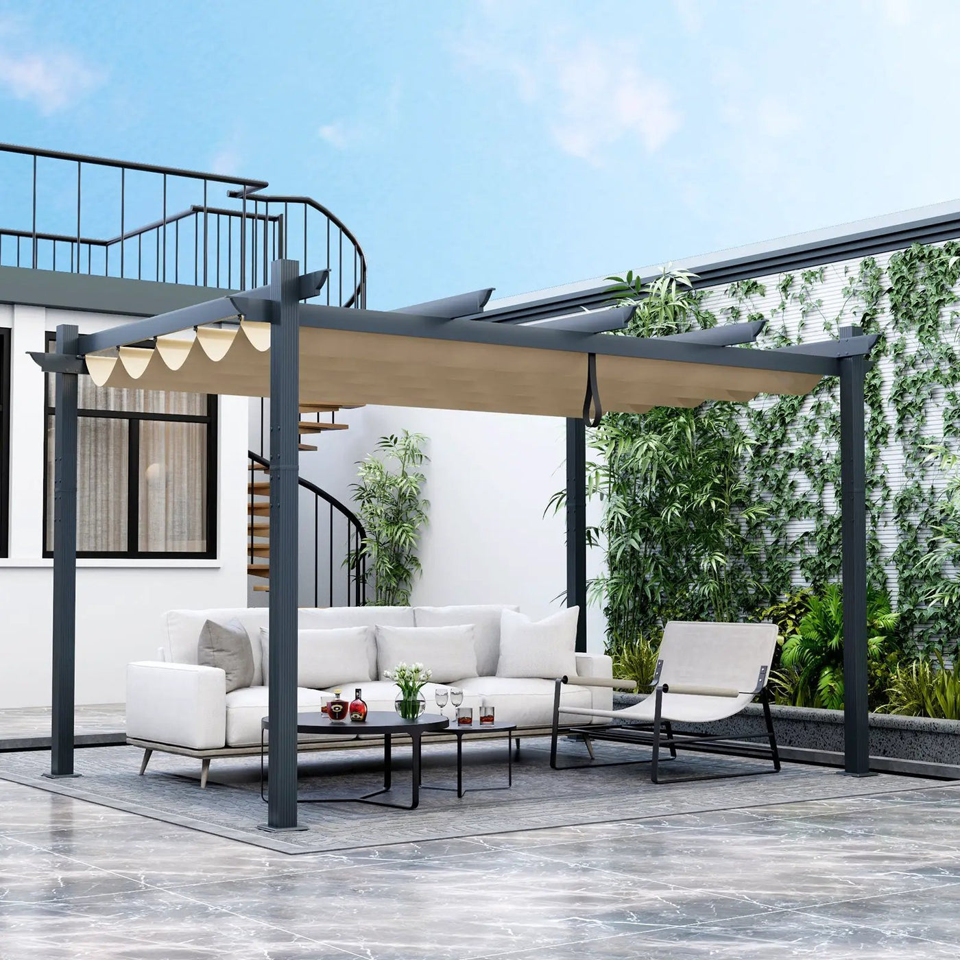 10 x 13 Feet Outdoor Aluminum Retractable Pergola Canopy Shelter by DirectDeals