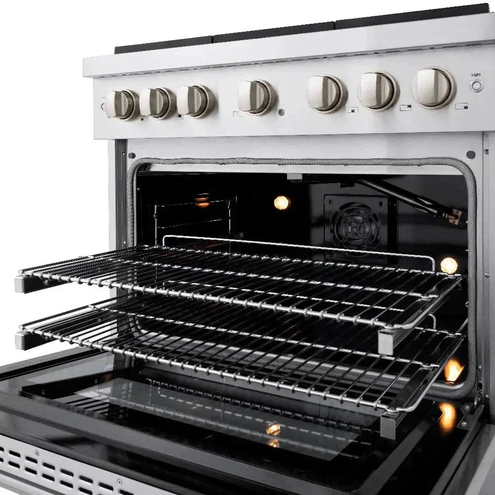 ZLINE 36"Paramount Dual Fuel Range Stainless Steel, Brass Burner, SDR-BR-36 by Farmhouse Kitchen and Bath
