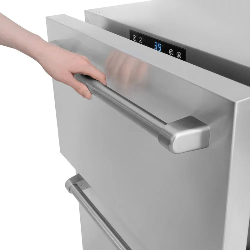 ZLINE 24" Touchstone 168 Can Outdoor-Rated Dual Refrigerator Drawer, Stainless Steel, RDSO-ST-24 by Farmhouse Kitchen and Bath