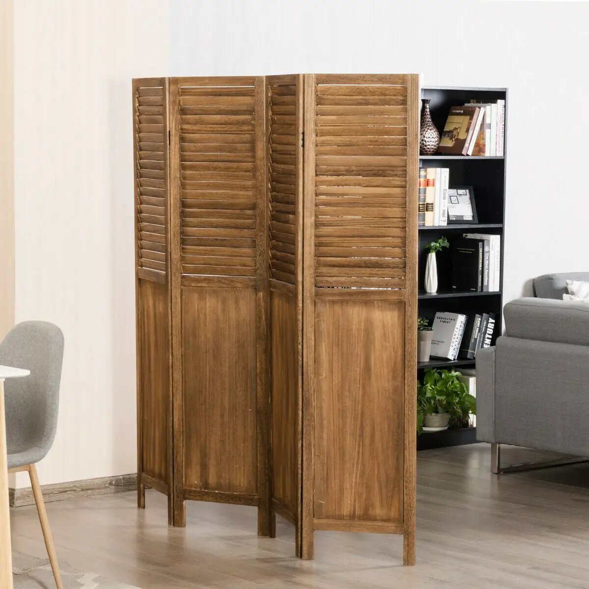 5.6 Ft Tall 4 Panel Folding Privacy Room Divider by DirectDeals