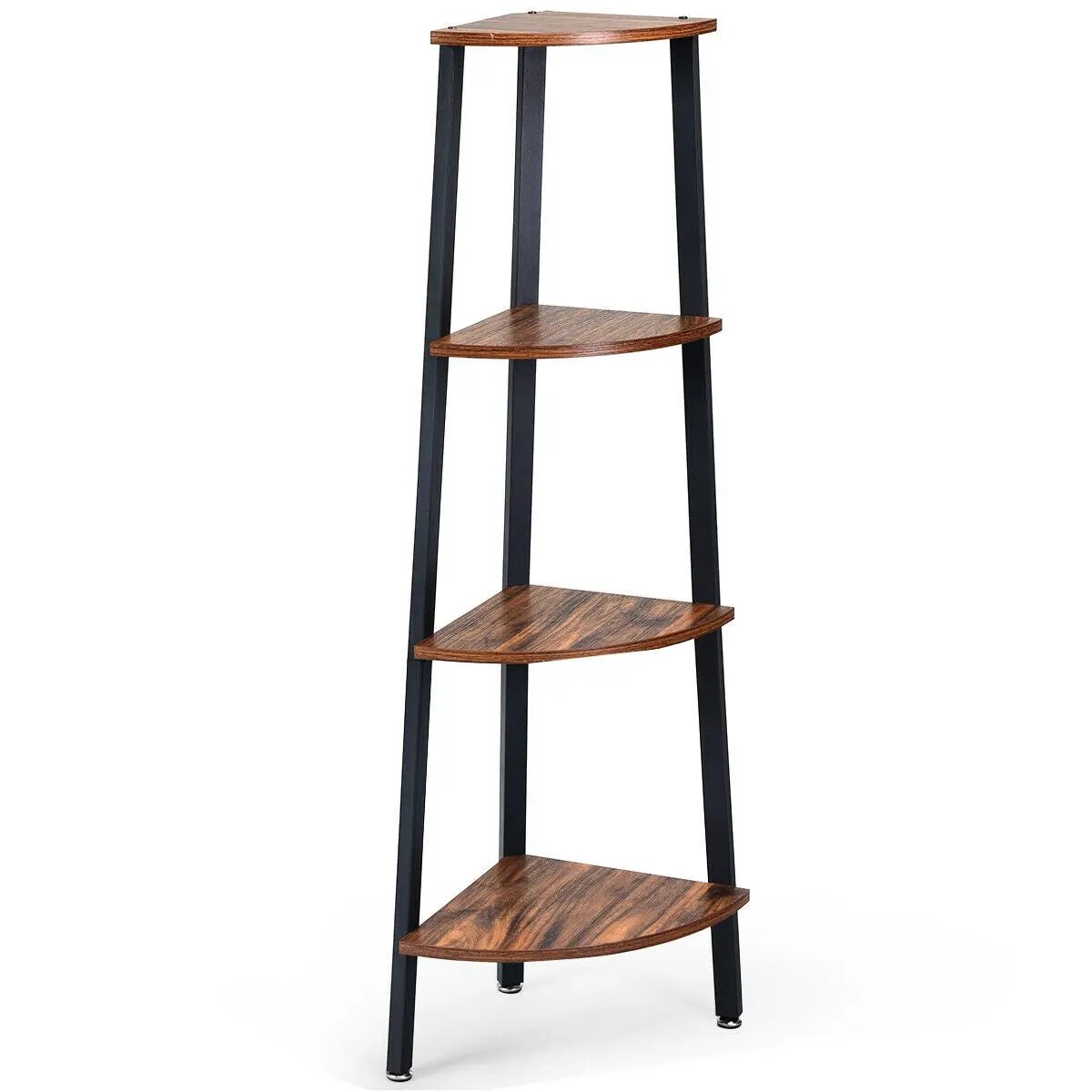 4-Tier Corner Shelf Metal Storage Rack Domestic Bookcase by DirectDeals