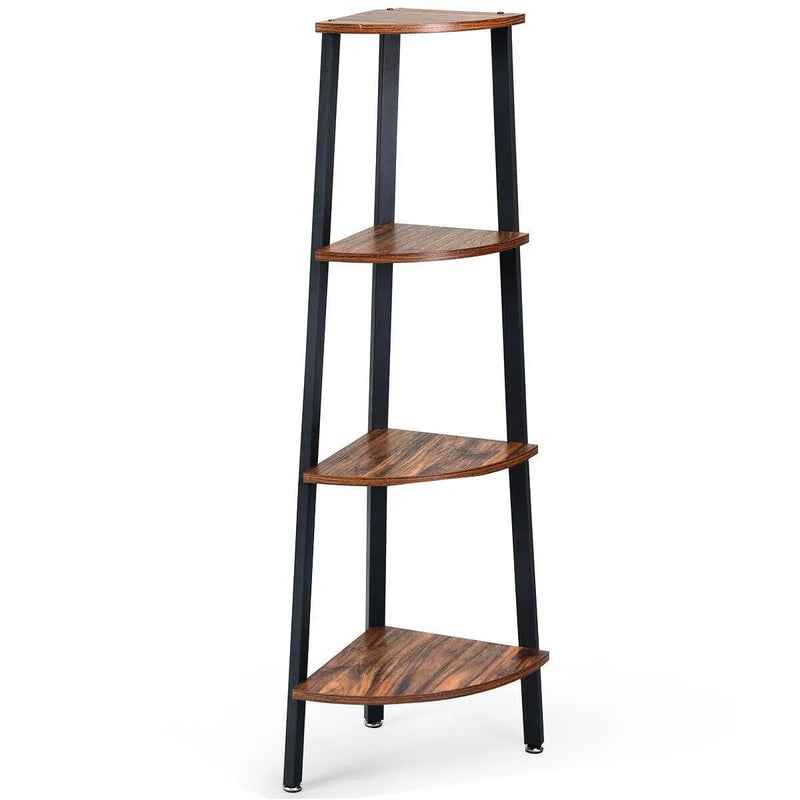 4-Tier Corner Shelf Metal Storage Rack Domestic Bookcase by DirectDeals