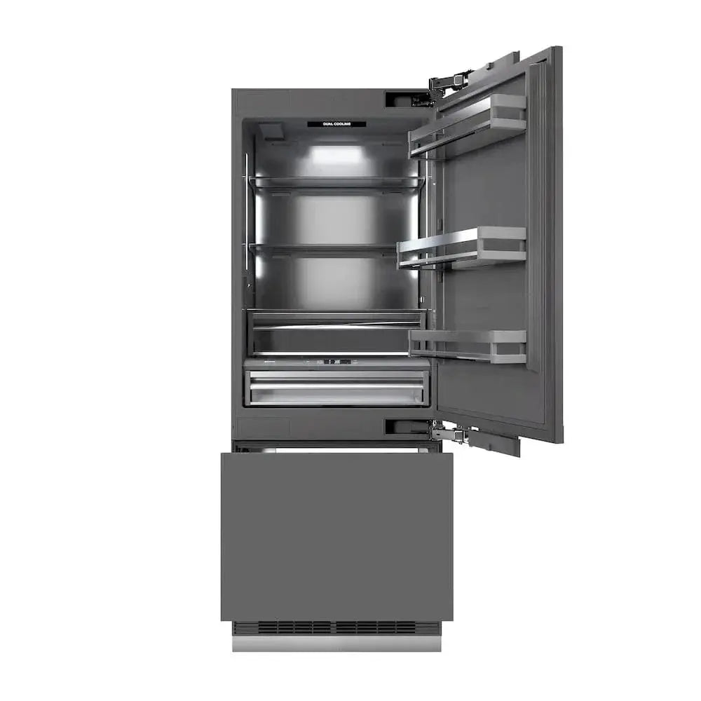 ZLINE 30" Panel Ready Built-In Bottom Freezer Refrigerator,Water Dispenser, Ice Maker,Graphite Gray, Matte Black GRBIVZ-30-MB by Farmhouse Kitchen and Bath