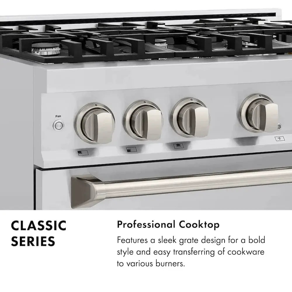 ZLINE 36"Classic Gas Range, Convection Gas Oven, Stainless Steel, CGR36 by Farmhouse Kitchen and Bath