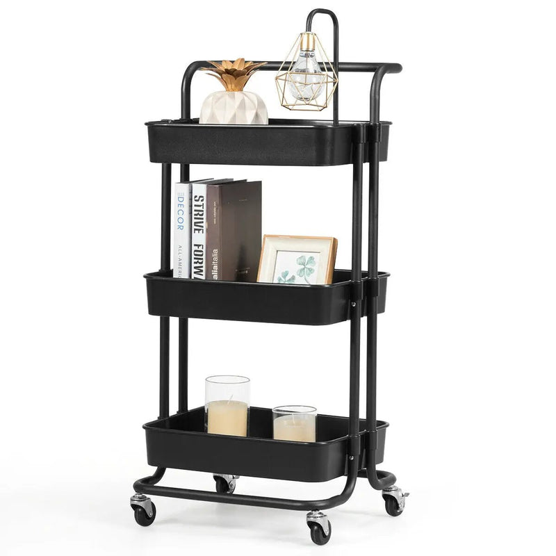 3-Tier Utility Cart Storage Rolling Cart with Casters by DirectDeals