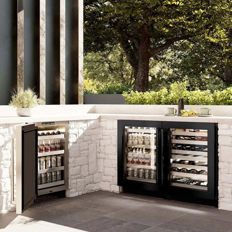 ZLINE 24" Touchstone Dual Zone 44 Bottle Wine Cooler Black Stainless Steel Glass Door RWDO-BS-24 by Farmhouse Kitchen and Bath