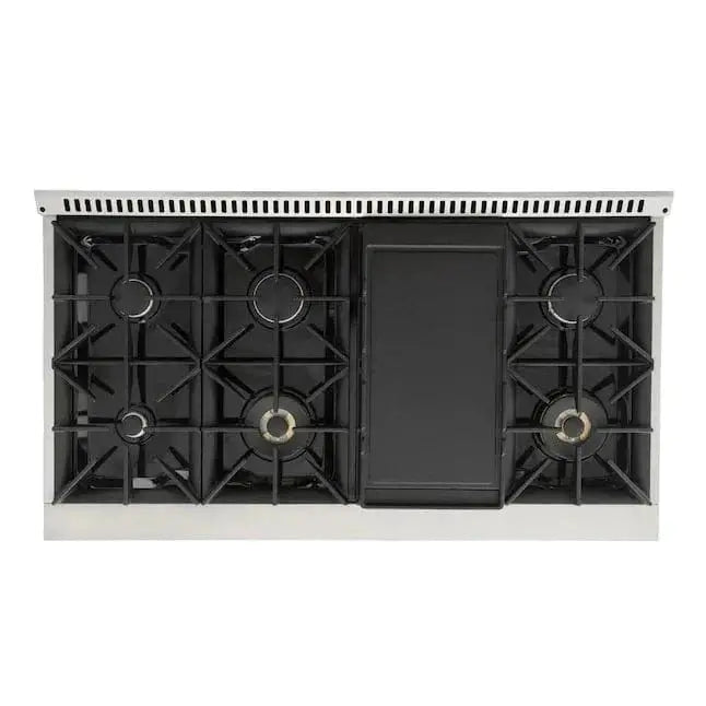 Kucht 48" Gas Range in Stainless Steel with Grey Oven Doors, KNG481-GR by Farmhouse Kitchen and Bath