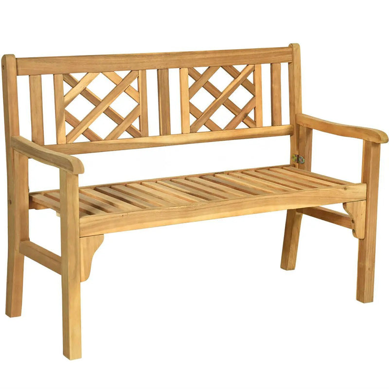 Patio Foldable Bench with Curved Backrest and Armrest by DirectDeals