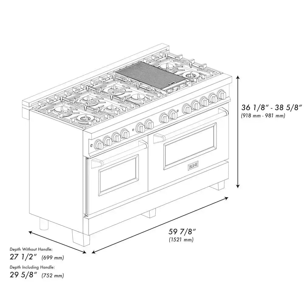 ZLINE 60" Autograph Edition Dual Fuel Range, DuraSnow, RASZ-SN-60-CB by Farmhouse Kitchen and Bath