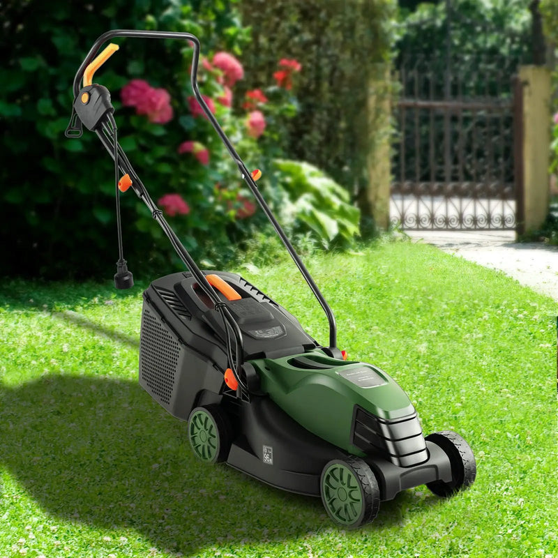 12-AMP 13.5 Inch Adjustable Electric Corded Lawn Mower with Collection Box by DirectDeals