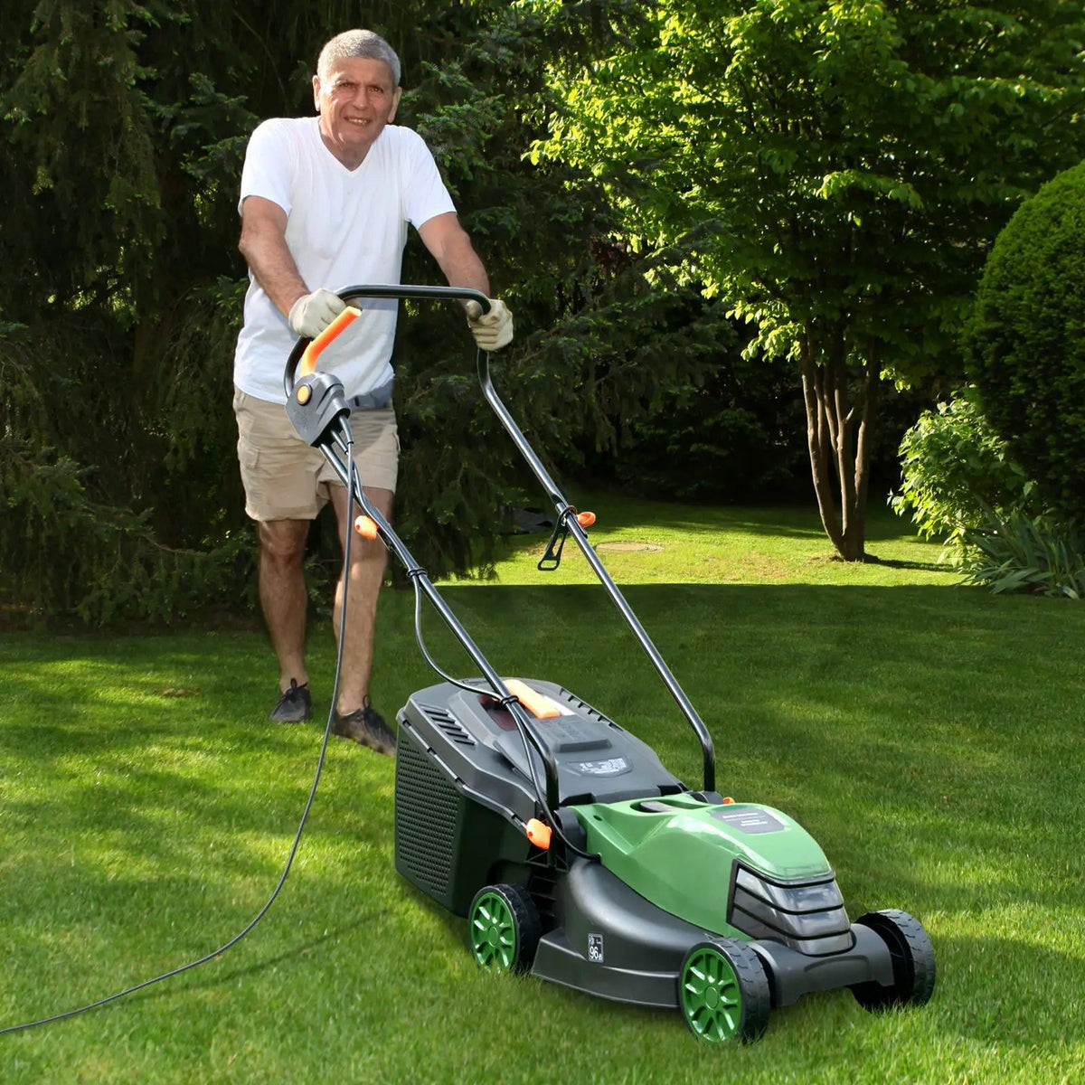 12-AMP 13.5 Inch Adjustable Electric Corded Lawn Mower with Collection Box by DirectDeals