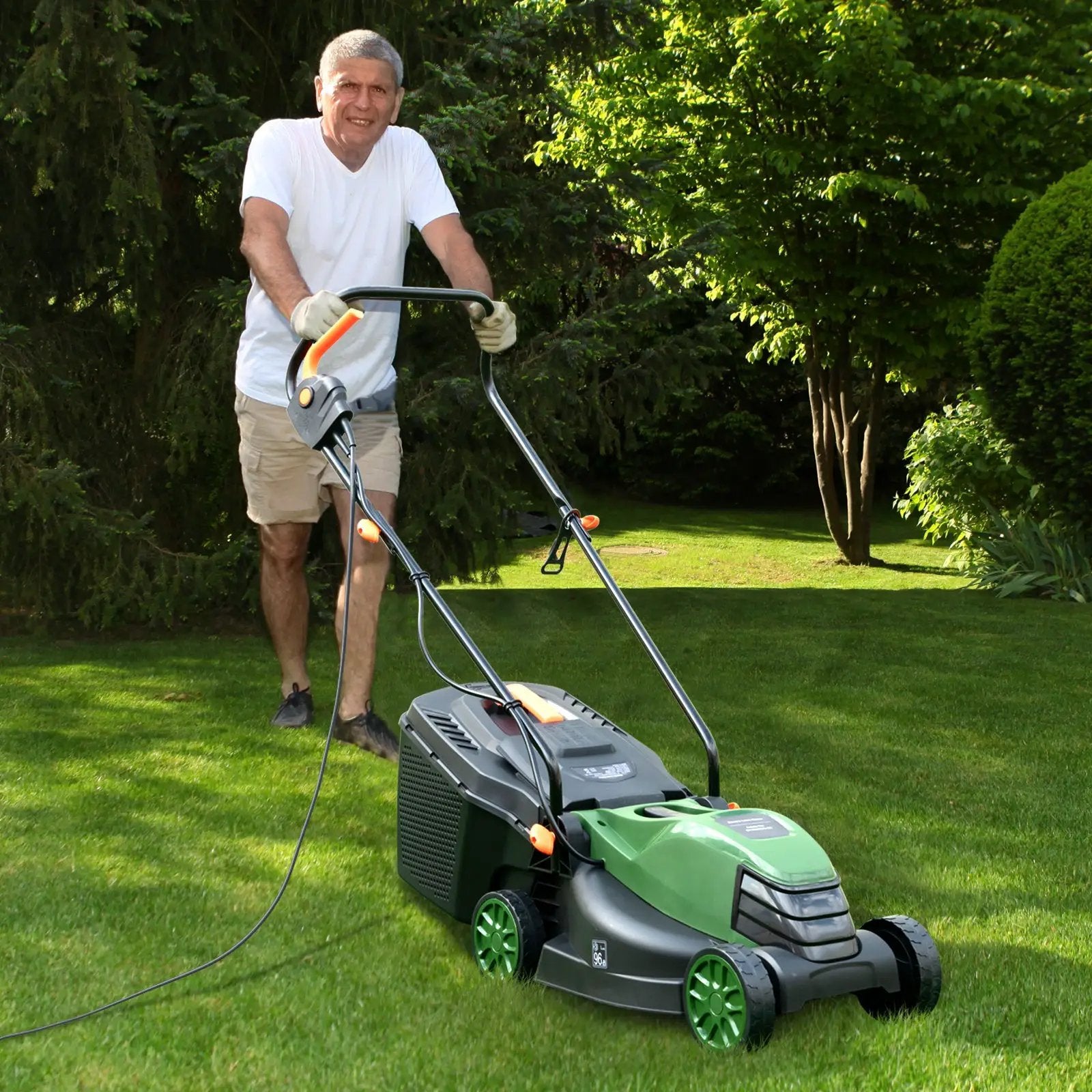 12-AMP 13.5 Inch Adjustable Electric Corded Lawn Mower with Collection Box by DirectDeals