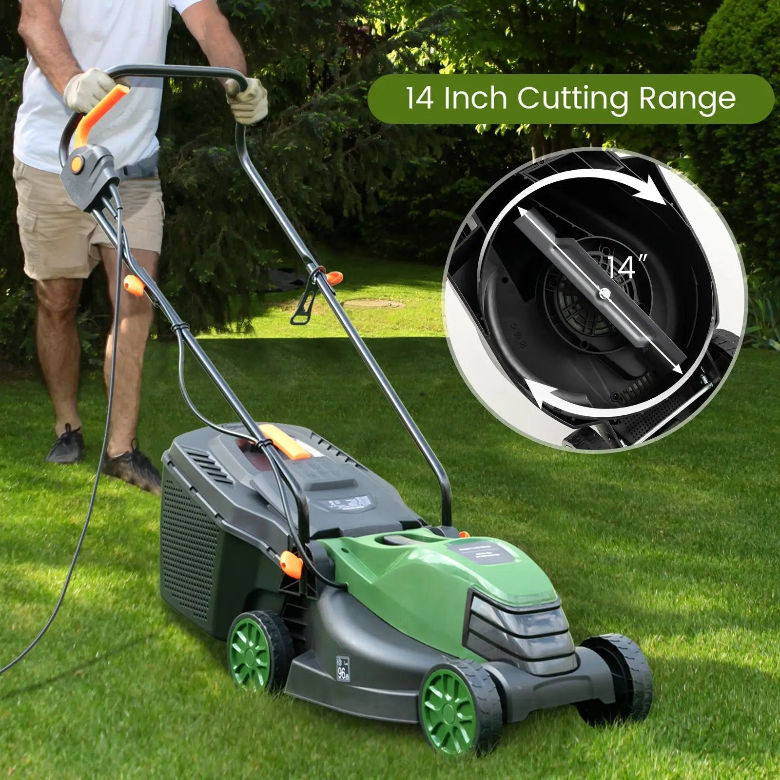12-AMP 13.5 Inch Adjustable Electric Corded Lawn Mower with Collection Box by DirectDeals
