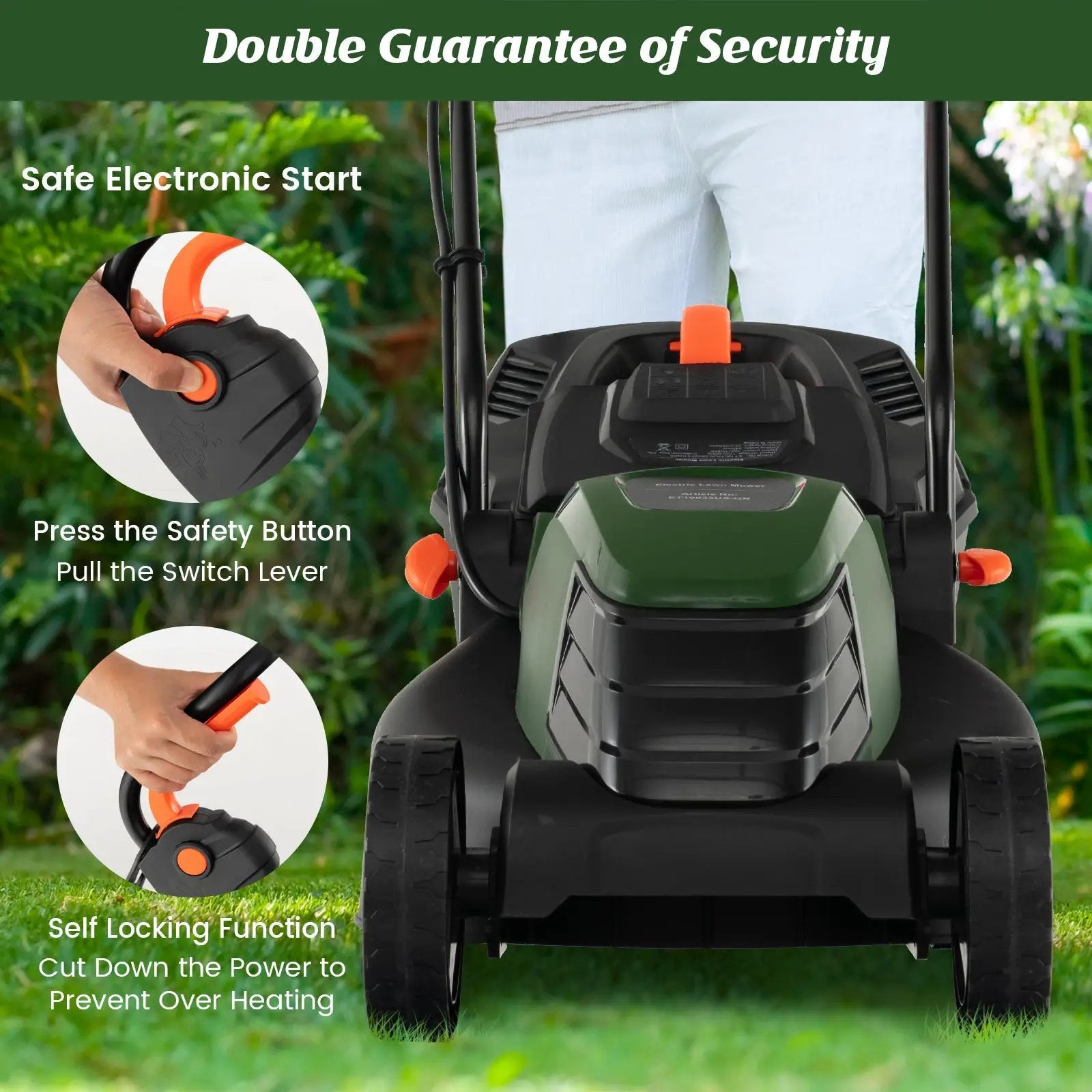 12-AMP 13.5 Inch Adjustable Electric Corded Lawn Mower with Collection Box by DirectDeals