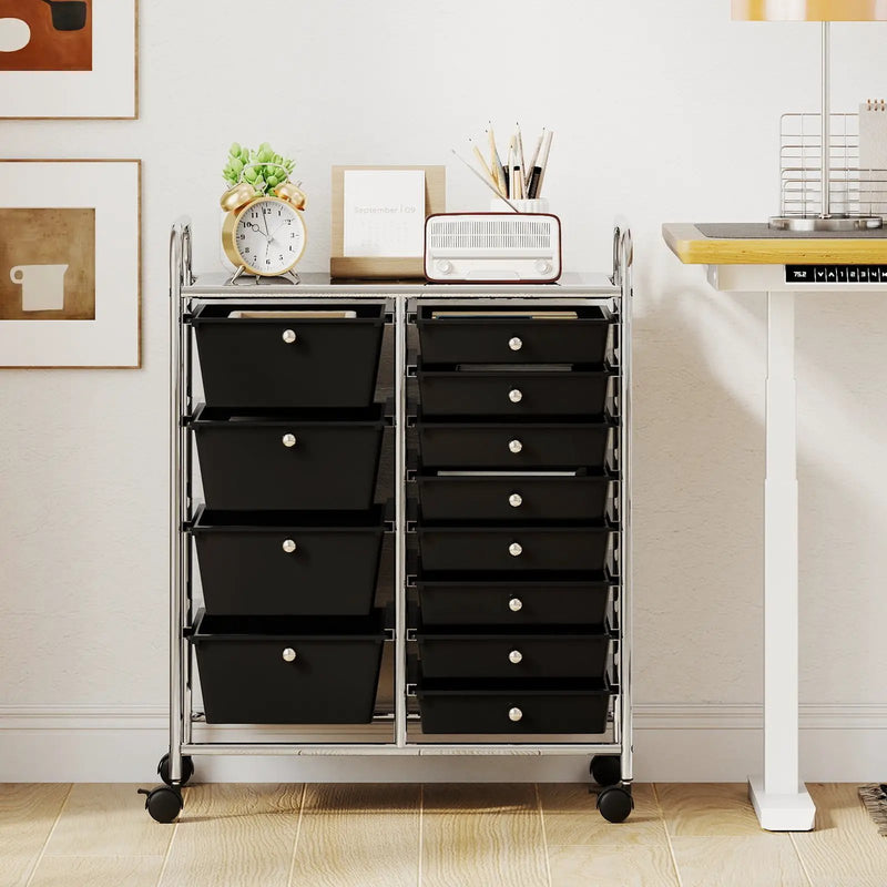 12-Drawer Utility Rolling Cart with Drawers Multi-Use Storage by DirectDeals