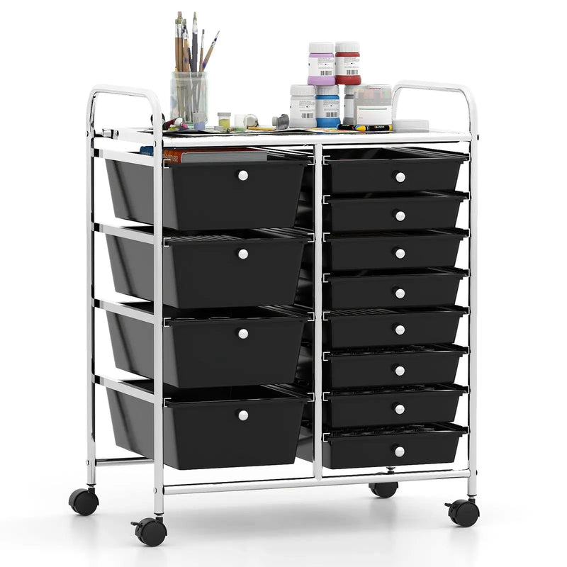 12-Drawer Utility Rolling Cart with Drawers Multi-Use Storage by DirectDeals