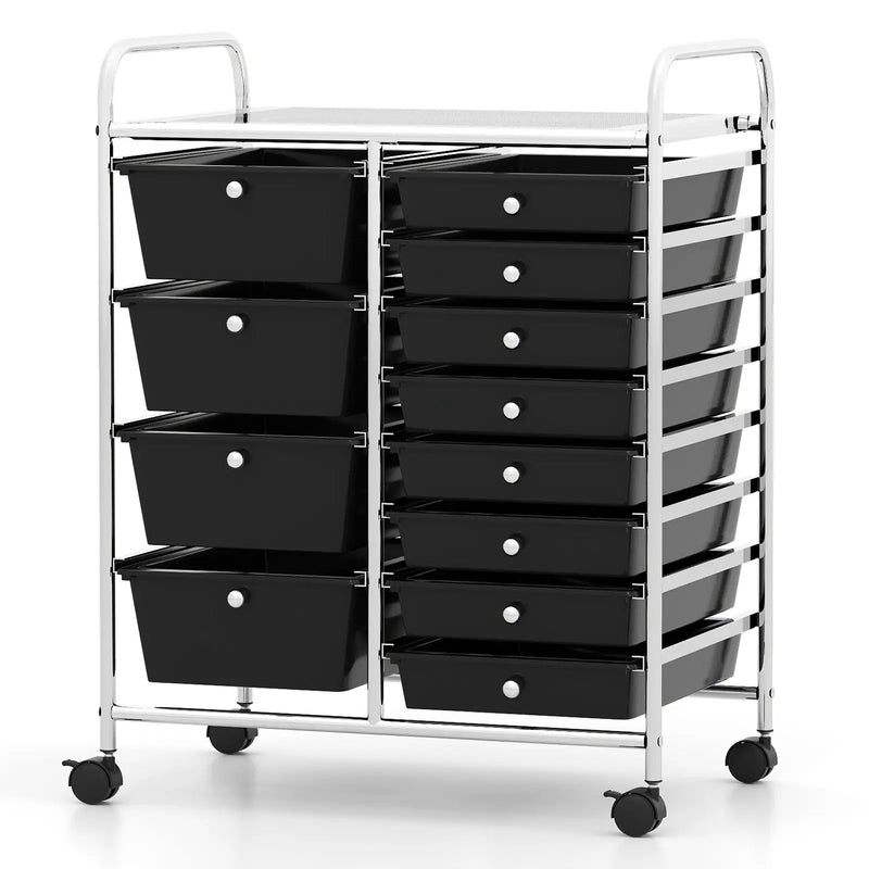 12-Drawer Utility Rolling Cart with Drawers Multi-Use Storage by DirectDeals