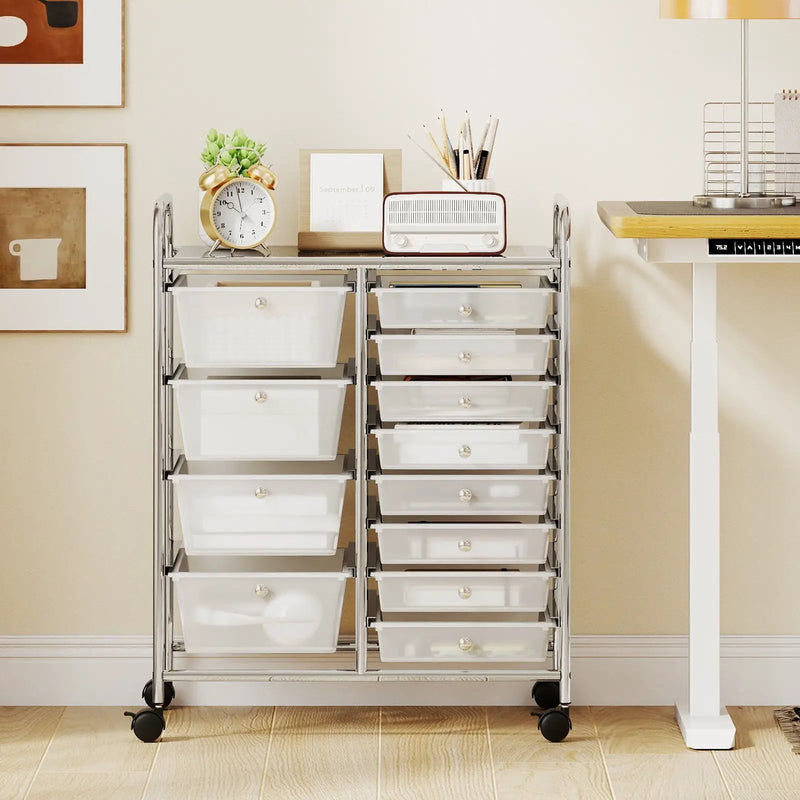12-Drawer Utility Rolling Cart with Drawers Multi-Use Storage by DirectDeals