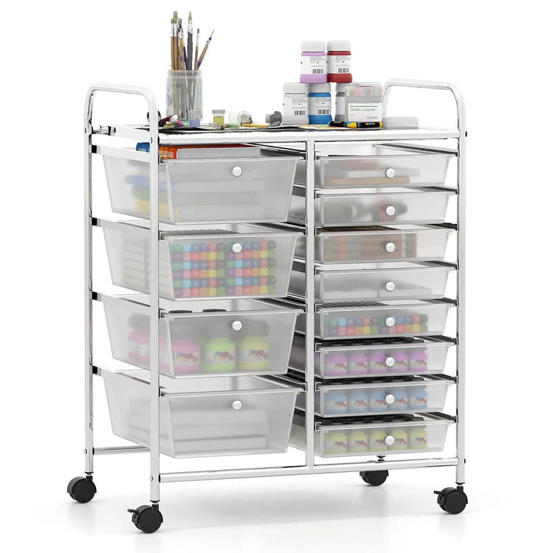 12-Drawer Utility Rolling Cart with Drawers Multi-Use Storage by DirectDeals