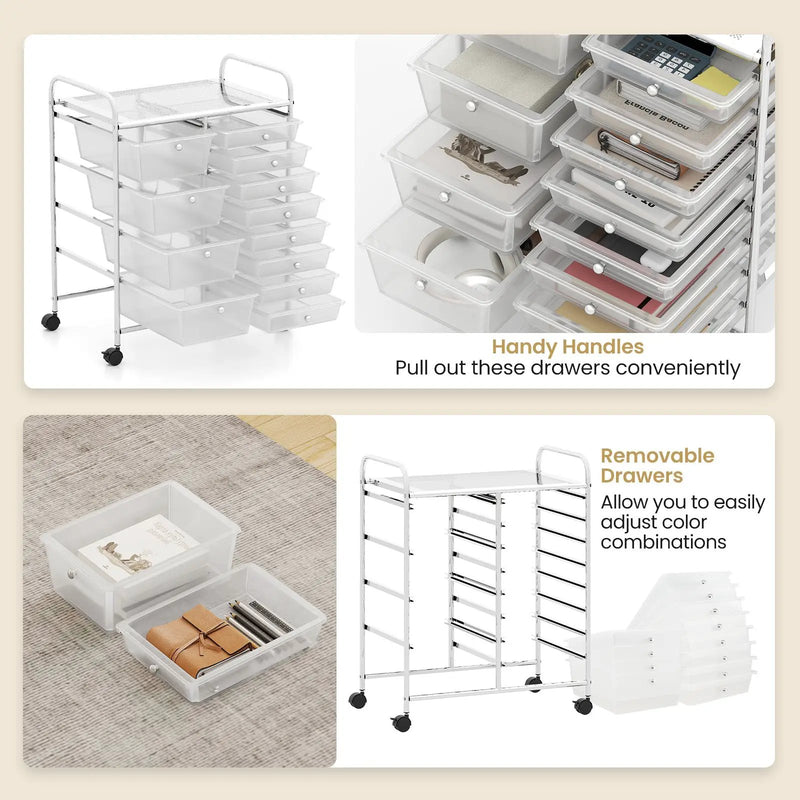12-Drawer Utility Rolling Cart with Drawers Multi-Use Storage by DirectDeals