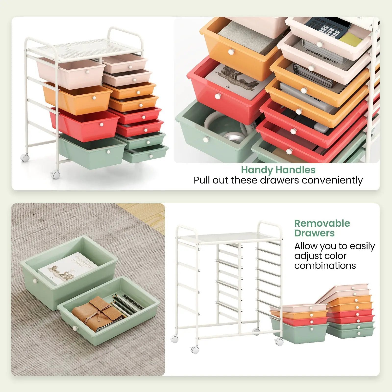 12-Drawer Utility Rolling Cart with Drawers Multi-Use Storage by DirectDeals