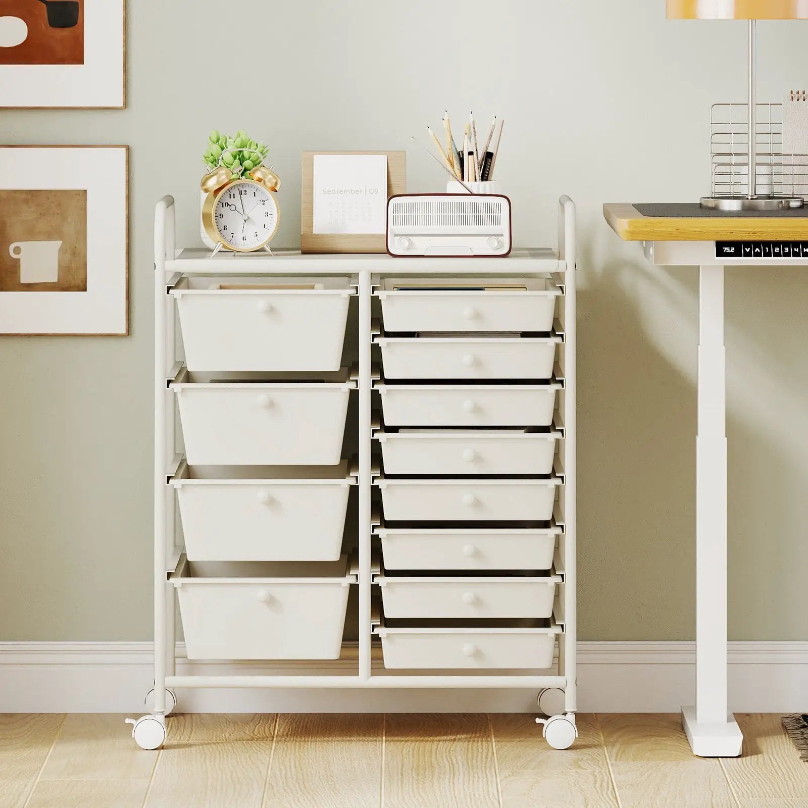 12-Drawer Utility Rolling Cart with Drawers Multi-Use Storage by DirectDeals