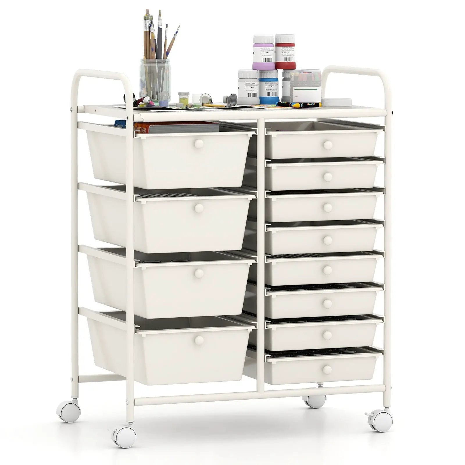 12-Drawer Utility Rolling Cart with Drawers Multi-Use Storage by DirectDeals