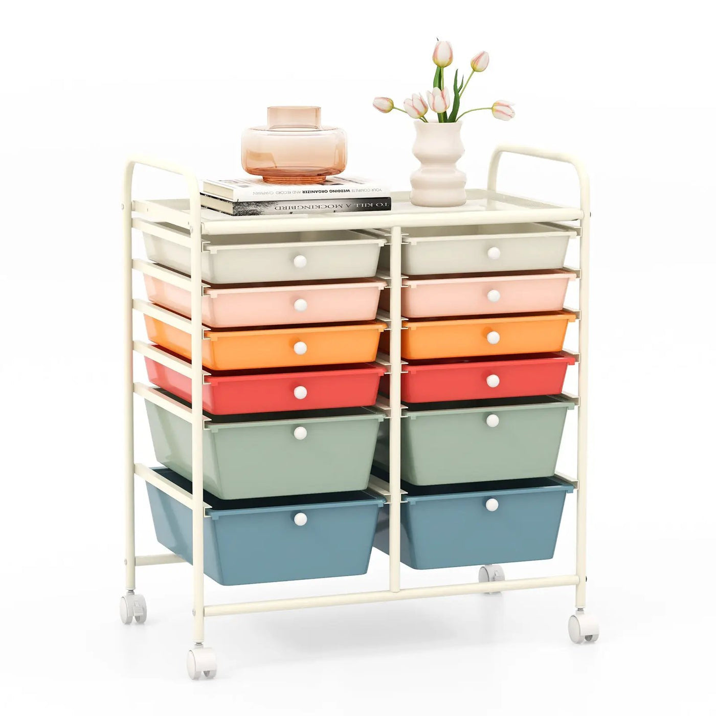 12 Storage Drawer Organizer Bins Rolling Cart by DirectDeals