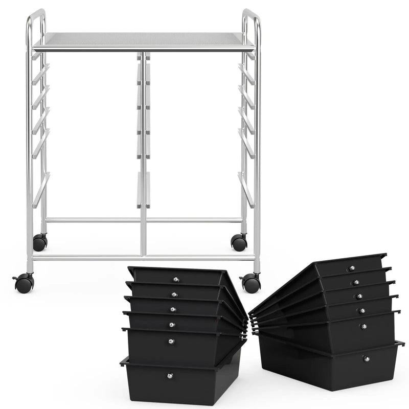 12 Storage Drawer Organizer Bins Rolling Cart by DirectDeals