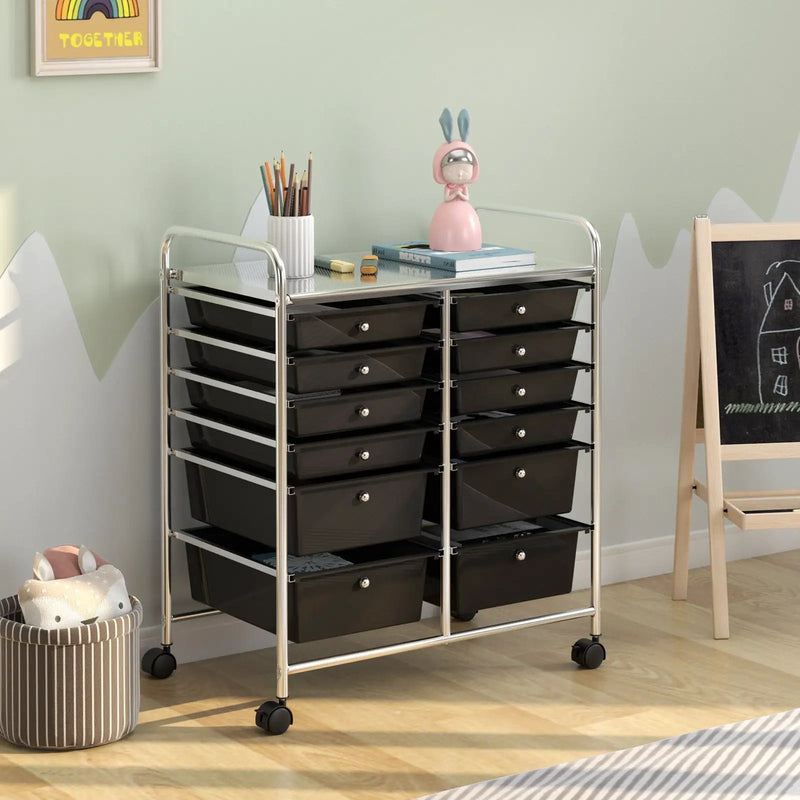 12 Storage Drawer Organizer Bins Rolling Cart by DirectDeals