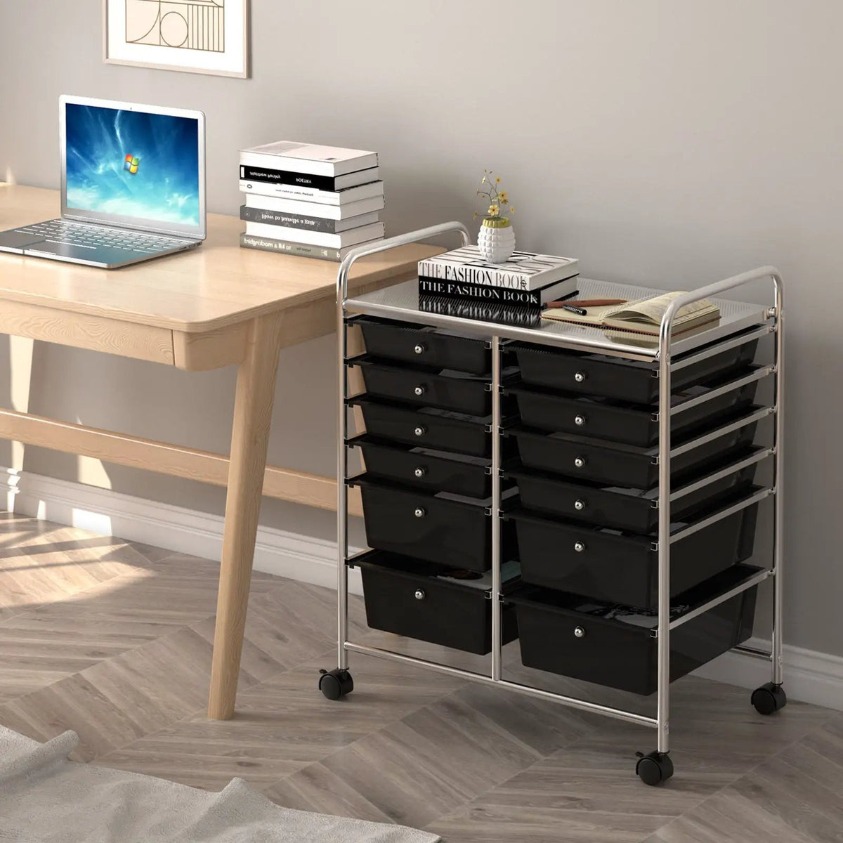 12 Storage Drawer Organizer Bins Rolling Cart by DirectDeals