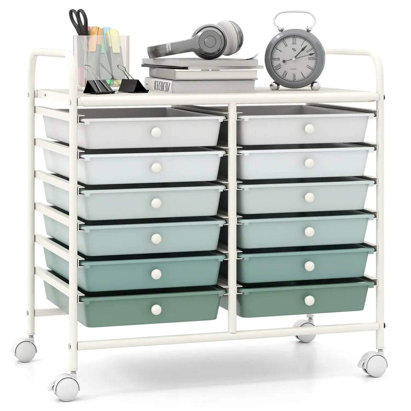 12 Drawers Rolling Storage Cart for Home and Office by DirectDeals