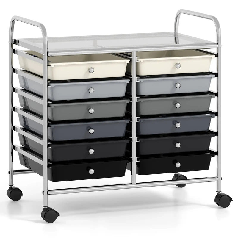 12 Drawers Rolling Storage Cart for Home and Office by DirectDeals