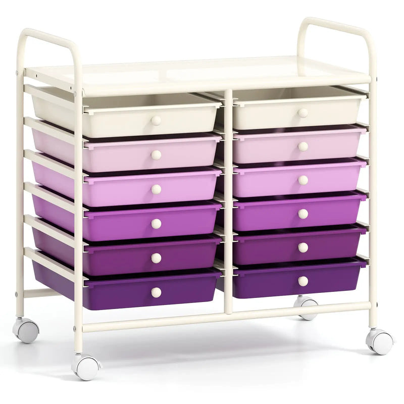 12 Drawers Rolling Storage Cart for Home and Office by DirectDeals