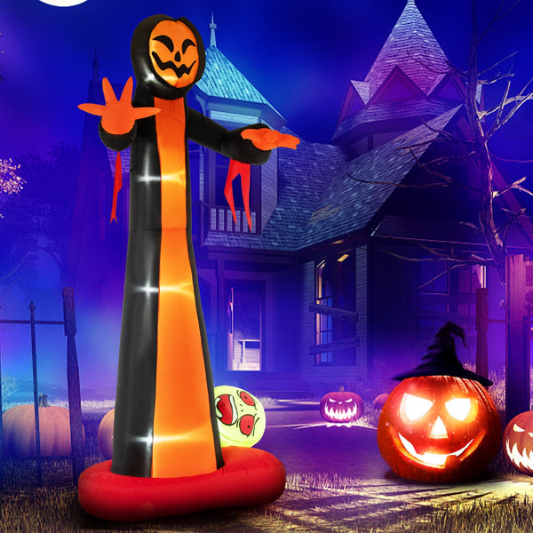 12 Feet Inflatable Grim Reaper Ghost with Built-in LED Lights and Scary Skull, photo 2 of 8