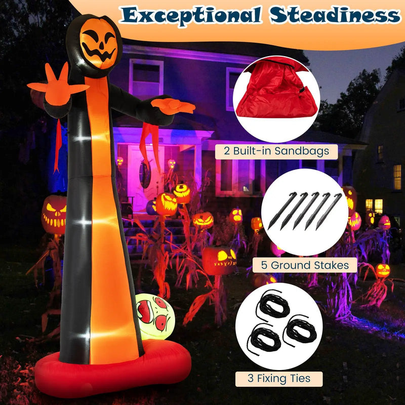 12 Feet Inflatable Grim Reaper Ghost with Built-in LED Lights and Scary Skull by DirectDeals