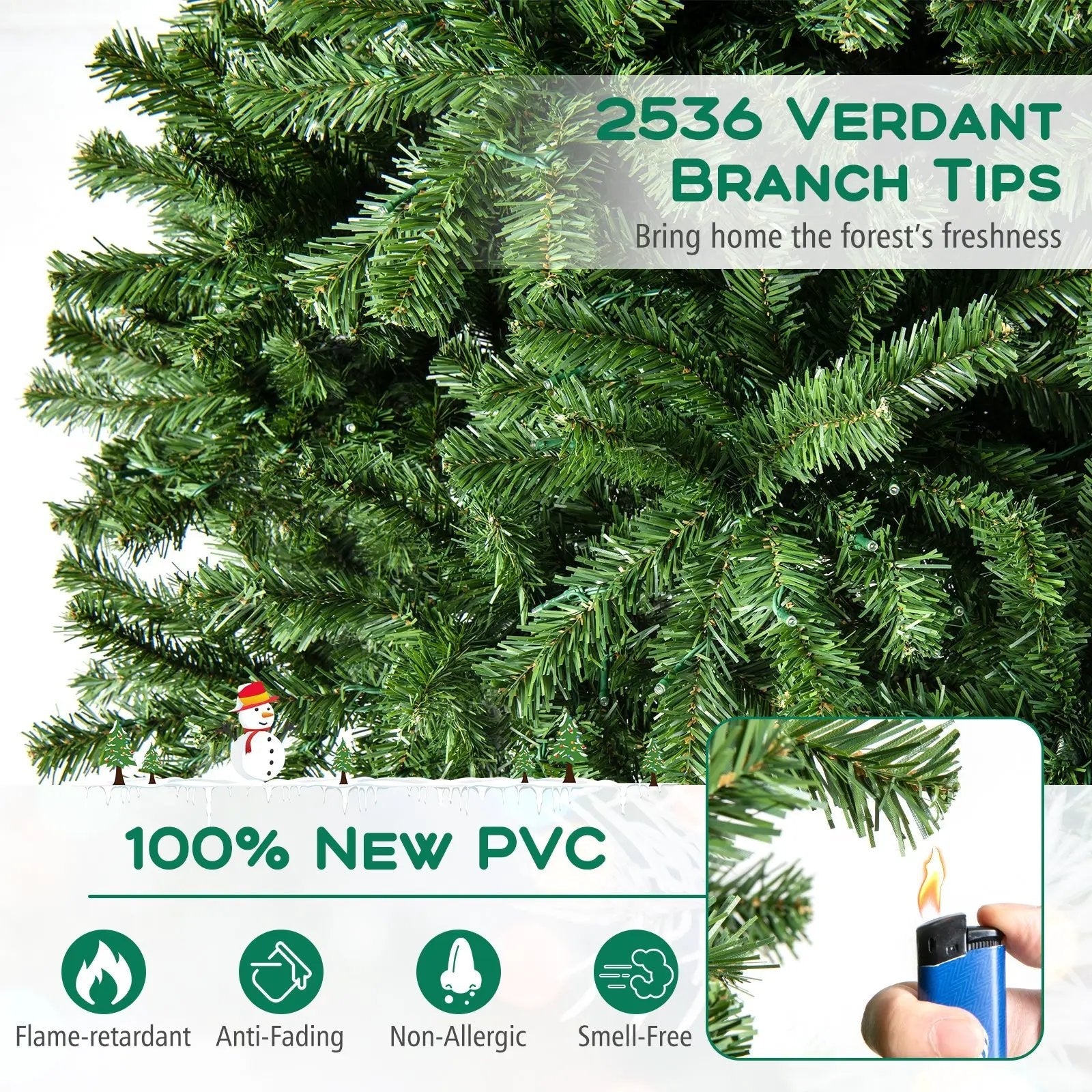 12 FT Tall Prelit Hinged Artificial Christmas Tree with 2536 PVC Branch Tips by DirectDeals