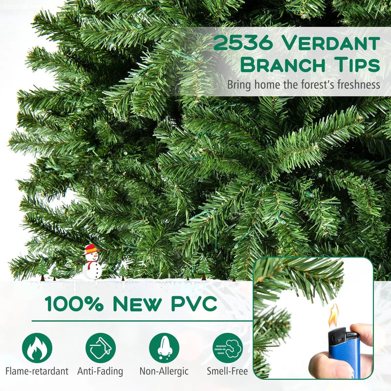 12 FT Tall Prelit Hinged Artificial Christmas Tree with 2536 PVC Branch Tips by DirectDeals