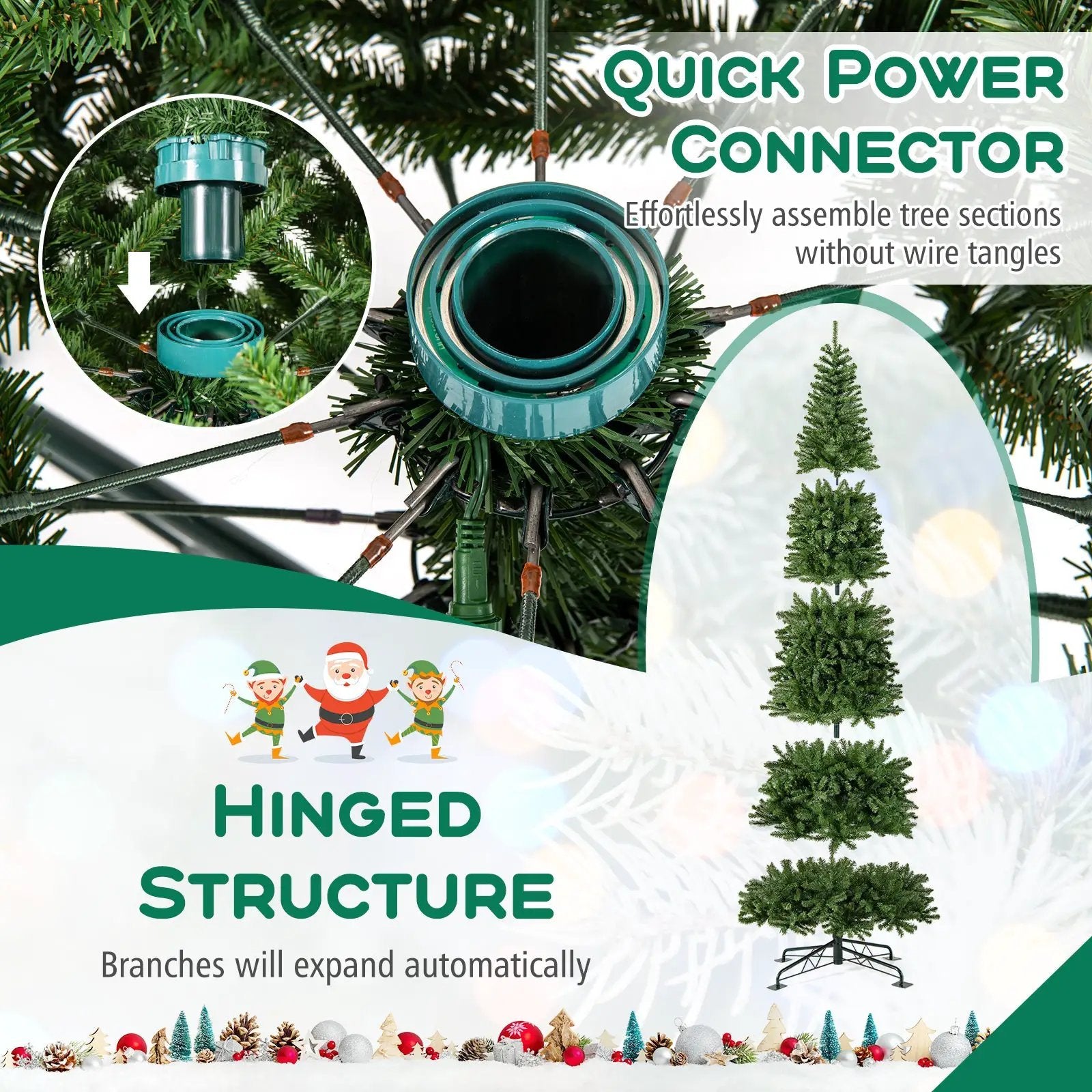 12 FT Tall Prelit Hinged Artificial Christmas Tree with 2536 PVC Branch Tips by DirectDeals