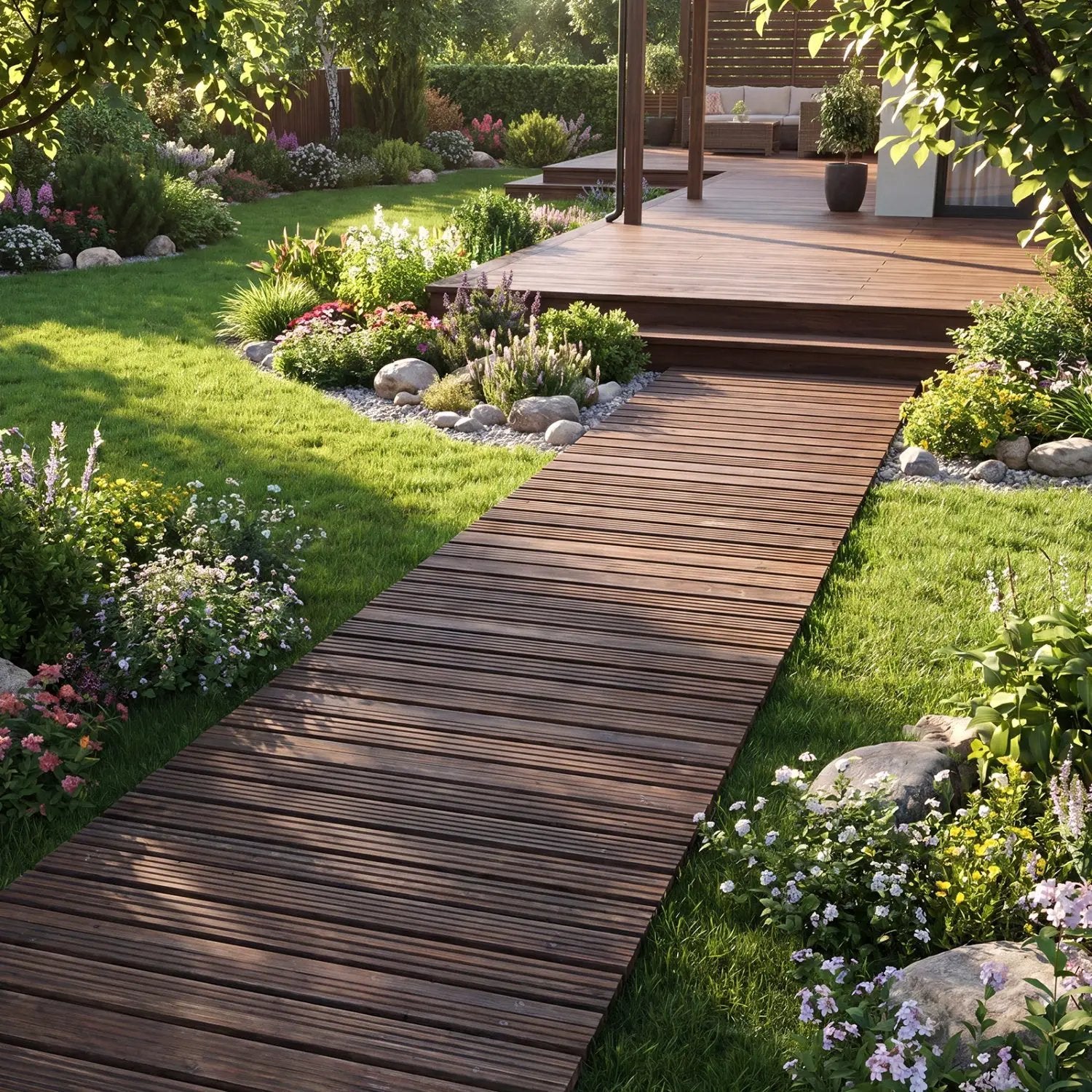 12 FT Wooden Garden Pathway 22 Inches Wide Outdoor Roll out Straight Walkway by DirectDeals