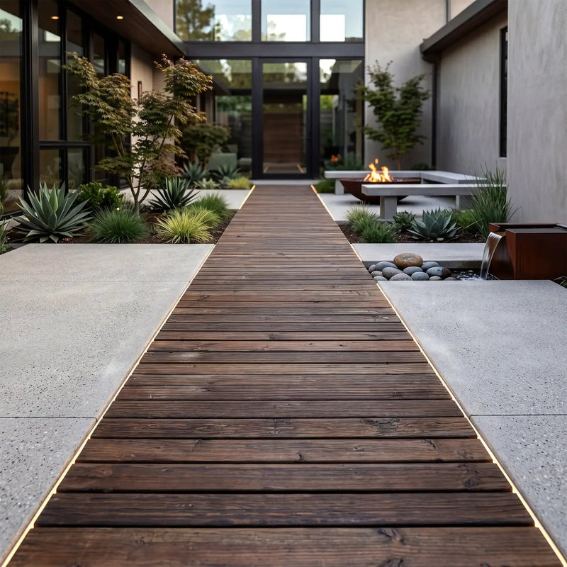 12 FT Wooden Garden Pathway 22 Inches Wide Outdoor Roll out Straight Walkway by DirectDeals